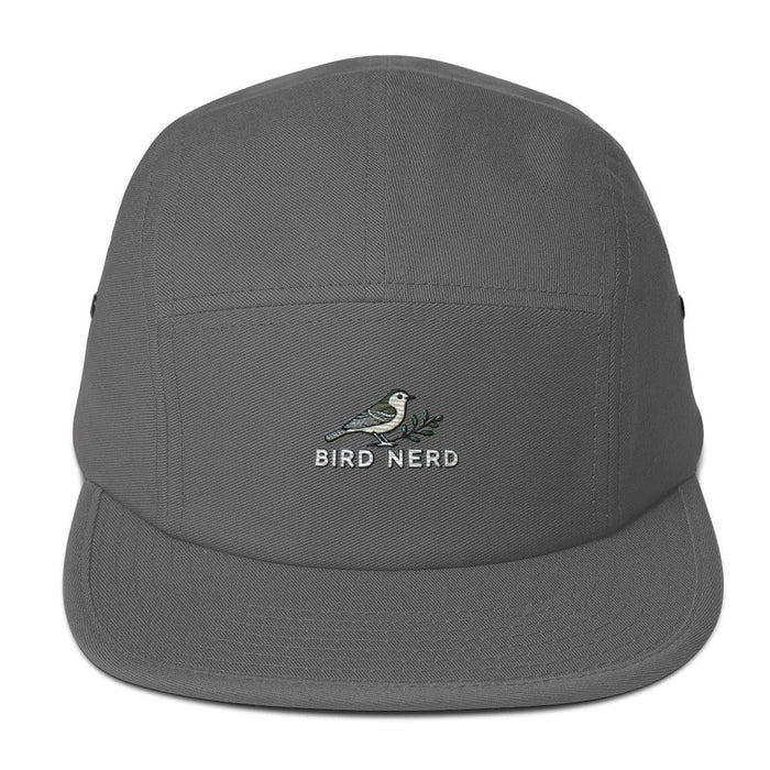 Triniskies  Hats Grey Bird Nerd Embroidered Five Panel Cap for Nature Lovers