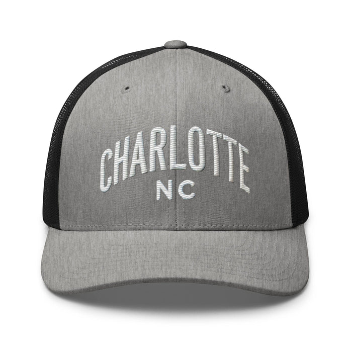 Triniskies  Hats Heather/ Black Embroidered Charlotte NC Trucker Cap | Classic Mesh Back Hat