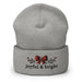 Triniskies  Hats Heather Grey Embroidered Joyful and Bright Christmas Cuffed Beanie | Cozy Holiday Hat