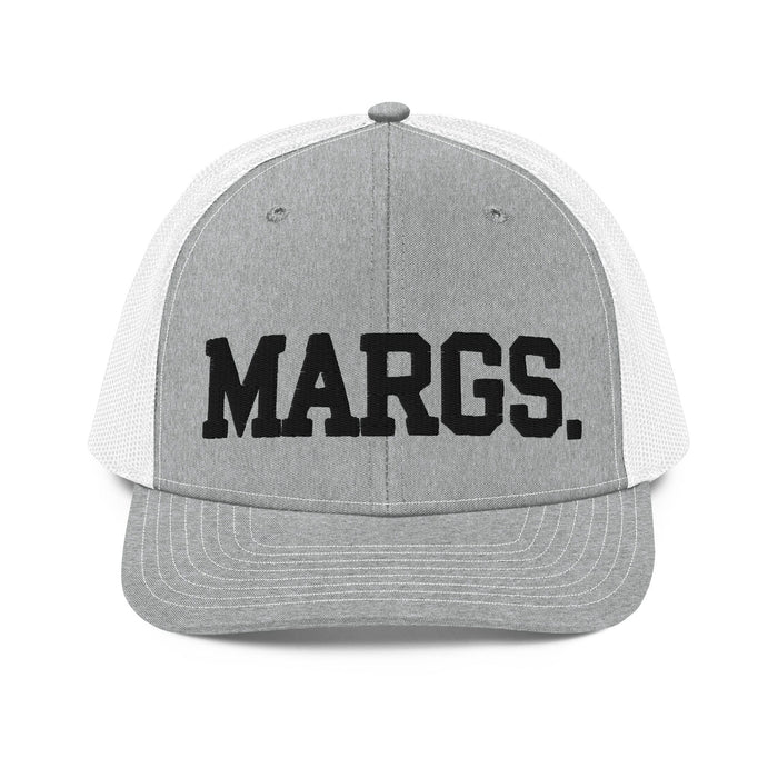 Triniskies  Hats Heather Grey/White Embroidered Margs Margarita Trucker Hat | Party Hat with Mesh Back