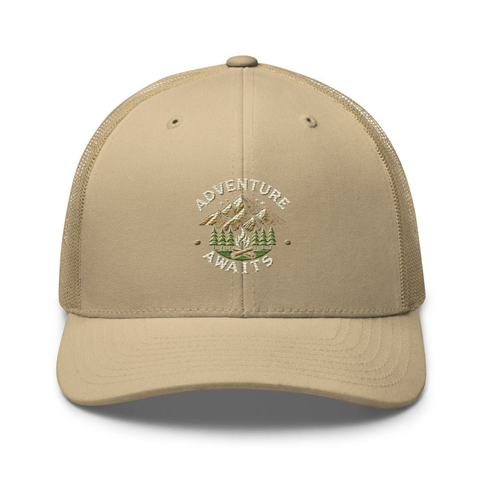 Triniskies  Hats Khaki Adventure Awaits Embroidered Trucker Cap | Outdoor Travel Hat