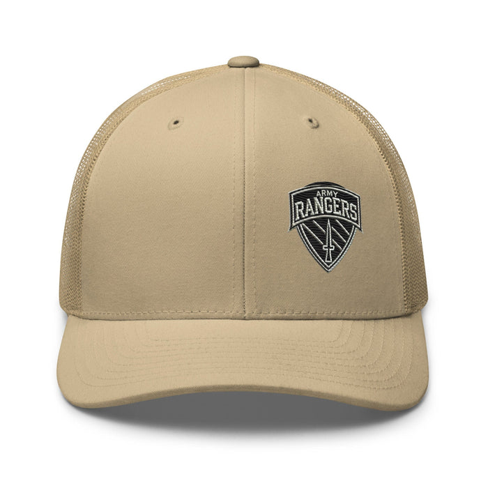 Triniskies  Hats Khaki Army Rangers Embroidered Trucker Cap Patriotic Mesh Hat for Rangers Supporters