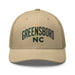 Triniskies  Hats Khaki Embroidered Greensboro NC Trucker Cap | North Carolina Vacation & Travel Gift