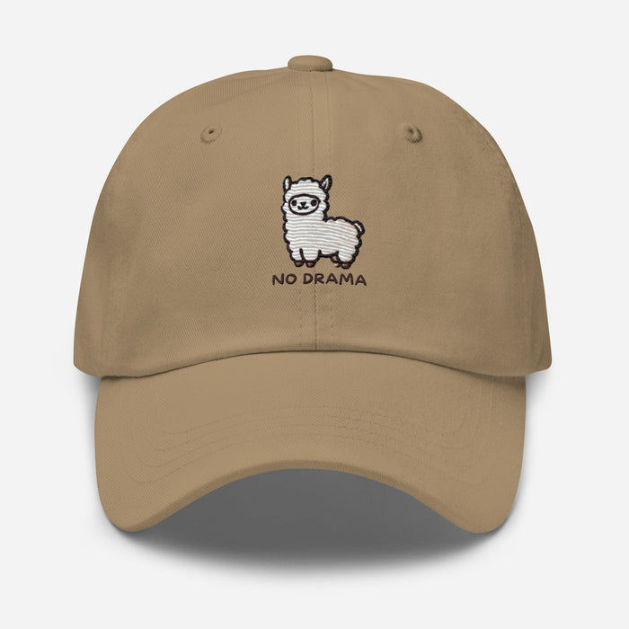 Triniskies  Hats Khaki Embroidered "No Drama Llama" Dad Hat – Adjustable Low-Profile Cap Great Gift Idea