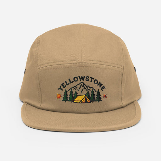 Triniskies  Hats Khaki Embroidered Yellowstone National Park Five Panel Cap | Camping & Hiking Hat