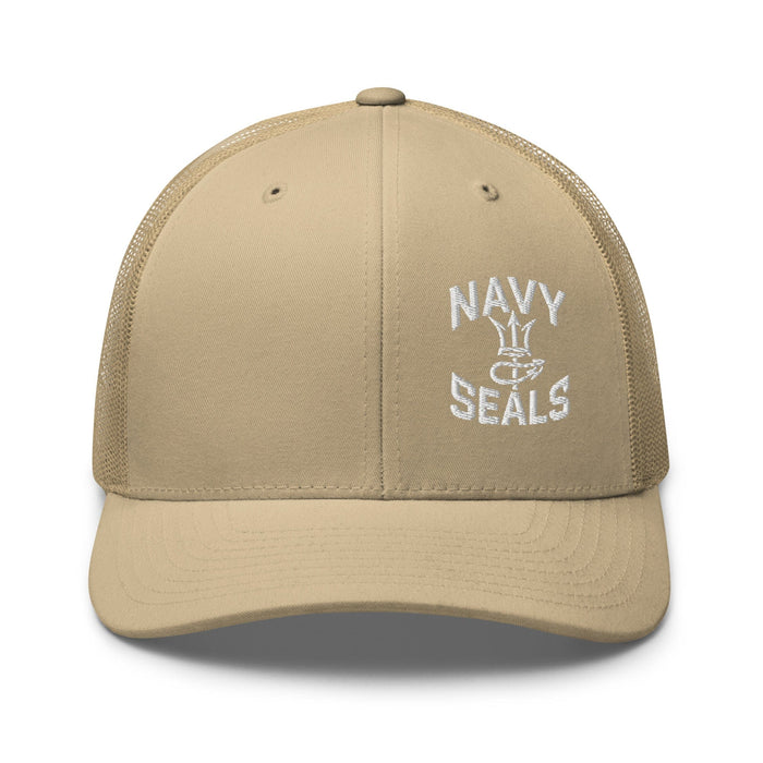 Triniskies  Hats Khaki US Navy SEALs Trucker Cap  Embroidered Patriotic Mesh Hat