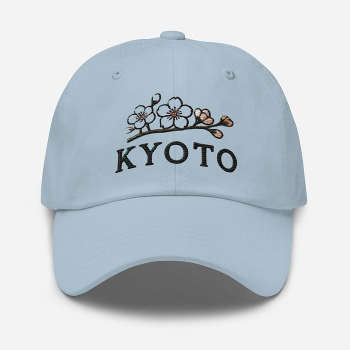 Triniskies  Hats Light Blue Embroidered Beautiful Kyoto Japan Cherry Blossom Dad Hat | Low Profile Adjustable Cap