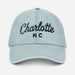 Triniskies  Hats Light Blue Embroidered Charlotte NC Denim Hat | North Carolina Travel Cap | Gift Idea