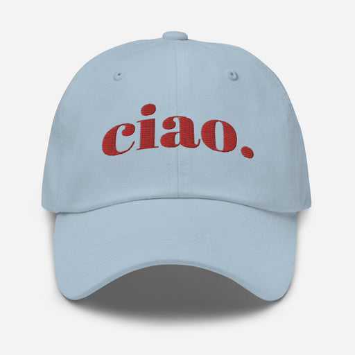 Triniskies  Hats Light Blue Embroidered Ciao Hat | Adjustable Dad Hat | Chic Italian Travel Hat