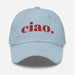 Triniskies  Hats Light Blue Embroidered Ciao Hat | Adjustable Dad Hat | Chic Italian Travel Hat