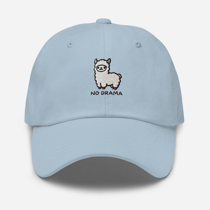 Triniskies  Hats Light Blue Embroidered "No Drama Llama" Dad Hat – Adjustable Low-Profile Cap Great Gift Idea