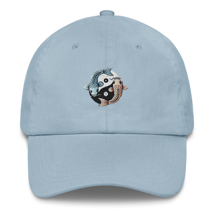 Triniskies  Hats Light Blue / UNISEX / ADULT Moon & Ocean Spirit Avatar Embroidered Koi Fish Trendy Yin Yang Dad Hat Gift