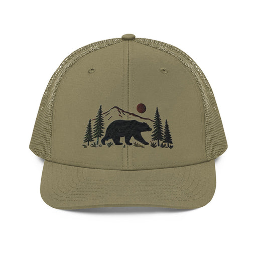 Triniskies  Hats Loden / adult / one size Embroidered Black Bear Wildlife Trucker Cap Nature-Inspired Hat Richardson 112