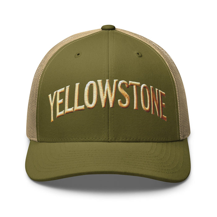 Triniskies  Hats Moss/ Khaki Embroidered Yellowstone National Park Trucker Cap | Mesh Back Adventure Hat