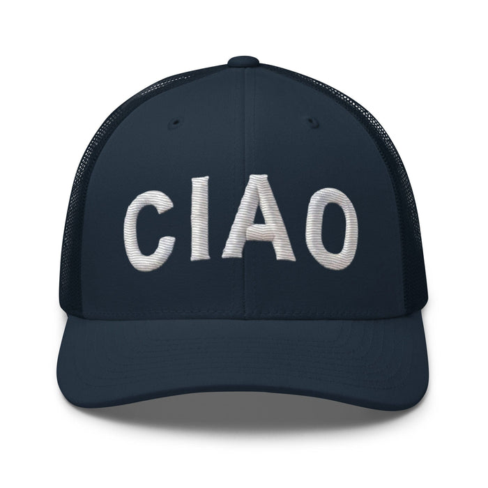 Triniskies  Hats Navy Embroidered CIAO Italian Trucker Hat | Travel Cap with Mesh Back