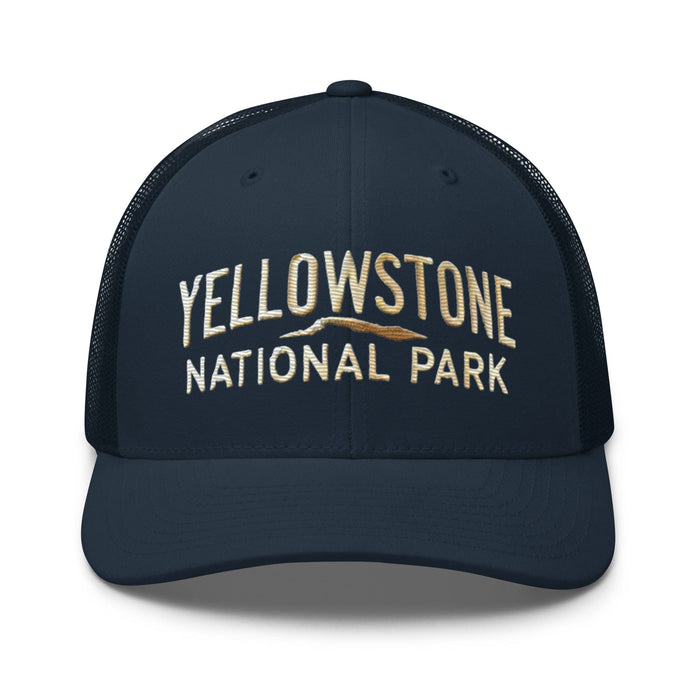 Triniskies  Hats Navy Embroidered Yellowstone National Park Trucker Cap Mesh Back Adventure Hat Camping Hat