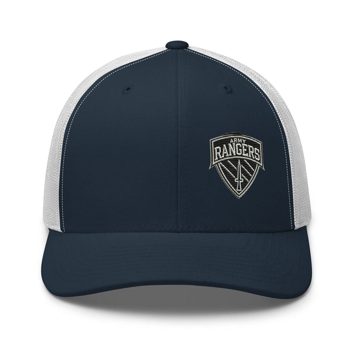 Triniskies  Hats Navy/ White Army Rangers Embroidered Trucker Cap Patriotic Mesh Hat for Rangers Supporters