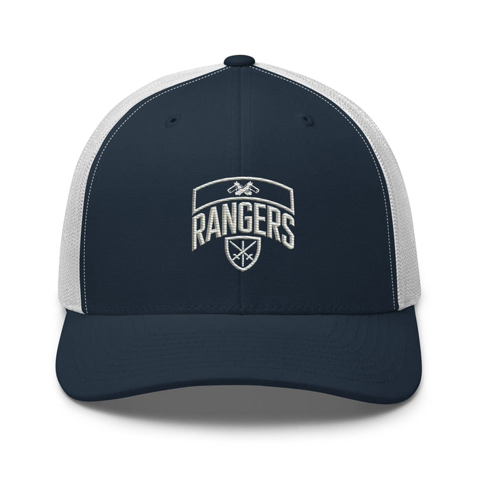 Triniskies  Hats Navy/ White Army Rangers Embroidered Trucker Cap  Patriotic Mesh Hat for Rangers Supporters