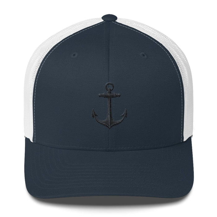 Triniskies  Hats Navy/ White Safe Home Anchor Embroidered Trucker Hat Nautical-Inspired Adjustable Mesh Cap