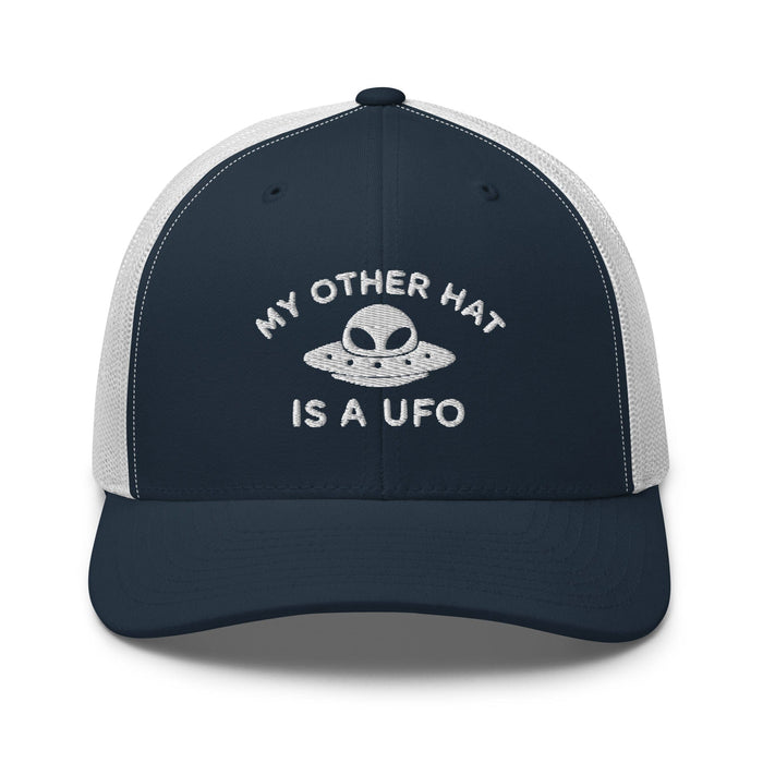 Triniskies  Hats Navy/ White UFO Trucker Hat Embroidered Alien Mesh Cap