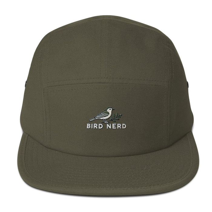 Triniskies  Hats Olive Bird Nerd Embroidered Five Panel Cap for Nature Lovers