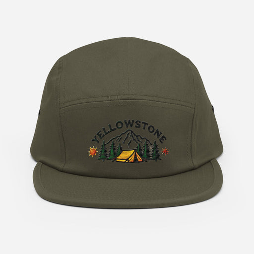 Triniskies  Hats Olive Embroidered Yellowstone National Park Five Panel Cap | Camping & Hiking Hat