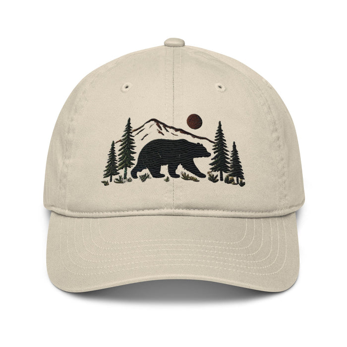 Triniskies  hats Oyster / Unisex / Adults Black Bear Embroidered Organic Cotton Dad Hat Nature Hat