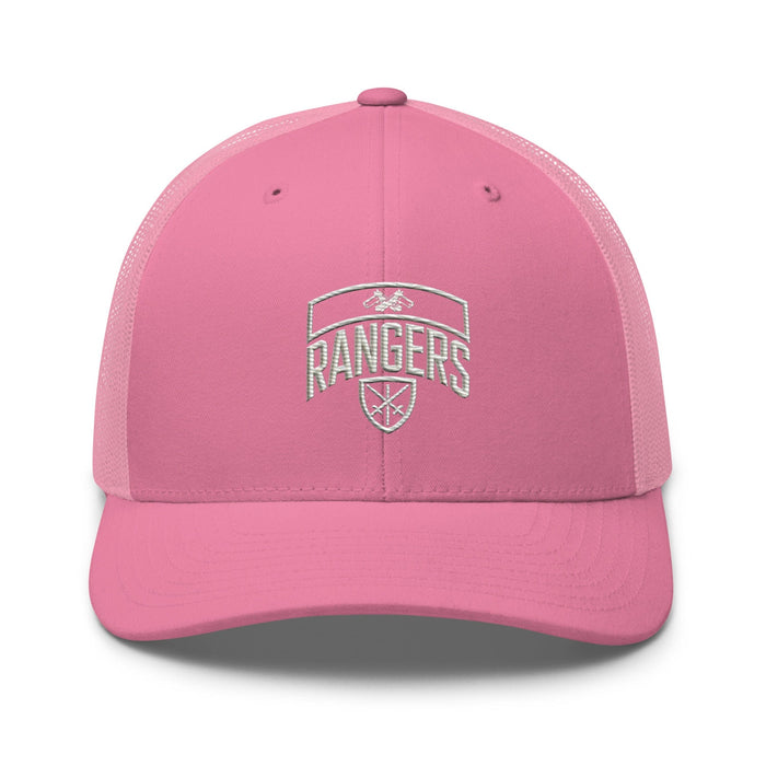 Triniskies  Hats Pink Army Rangers Embroidered Trucker Cap  Patriotic Mesh Hat for Rangers Supporters