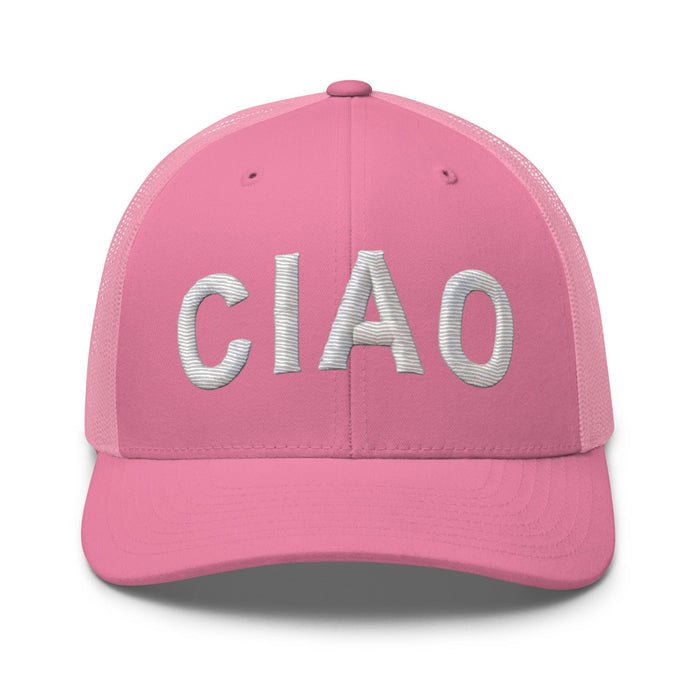 Triniskies  Hats Pink Embroidered CIAO Italian Trucker Hat | Travel Cap with Mesh Back