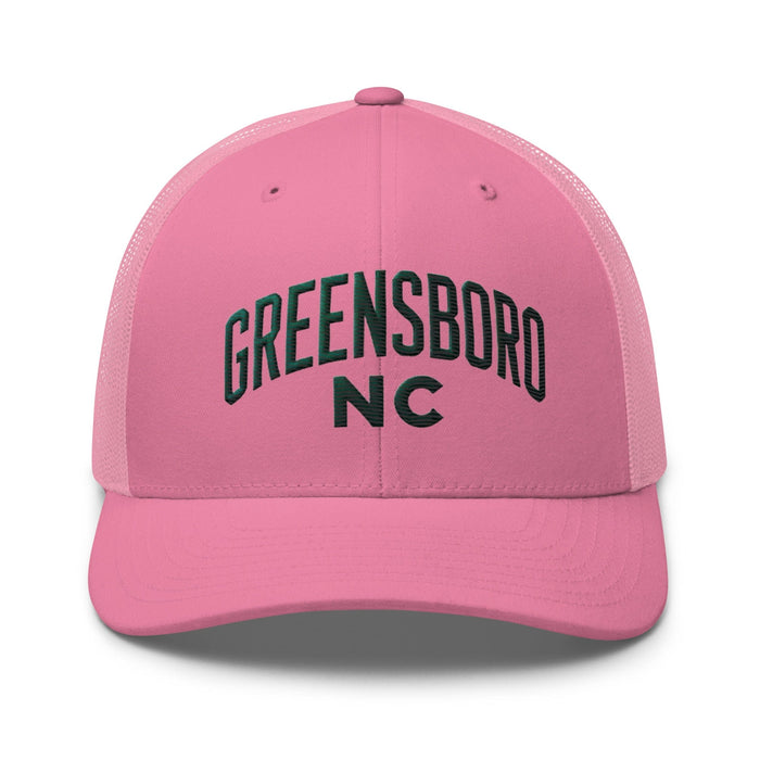 Triniskies  Hats Pink Embroidered Greensboro NC Trucker Cap | North Carolina Vacation & Travel Gift