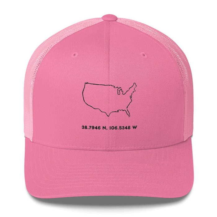 Triniskies  Hats Pink USA Coordinates and Map Embroidered Trucker Hat  Patriotic Adjustable Mesh