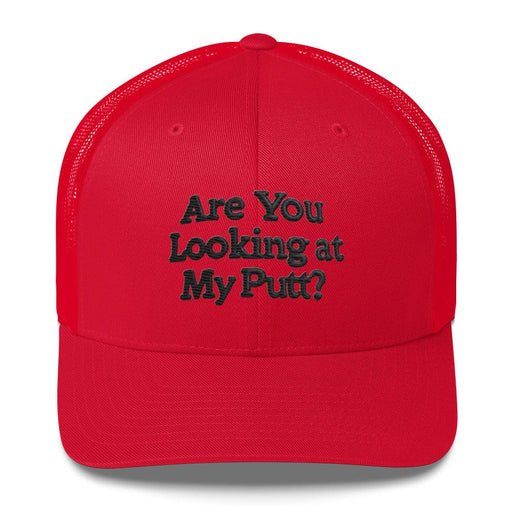 Triniskies  Hats Red Embroidered Are You Looking at My Putt? Golf Trucker Cap Hat