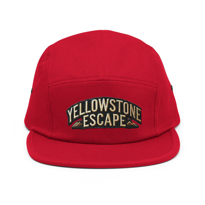 Triniskies  Hats Red Embroidered Yellowstone National Park Five Panel Cap | Adventure Camper Hat