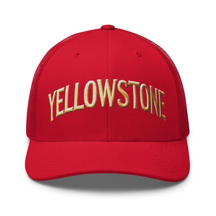 Triniskies  Hats Red Embroidered Yellowstone National Park Trucker Cap | Mesh Back Adventure Hat