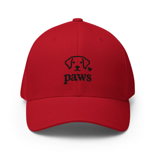 Triniskies  Hats Red / S/M Embroidered Paws Pet Lovers Dog & Cat Structured Twill Cap with Stretch Band