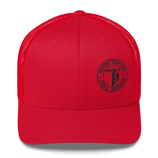 Triniskies  Hats Red Support Your Local Pole Dancer Lineman Trucker Cap Lineman Hat