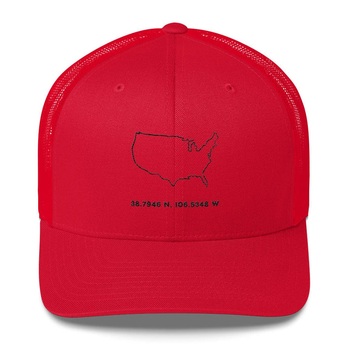 Triniskies  Hats Red USA Coordinates and Map Embroidered Trucker Hat  Patriotic Adjustable Mesh