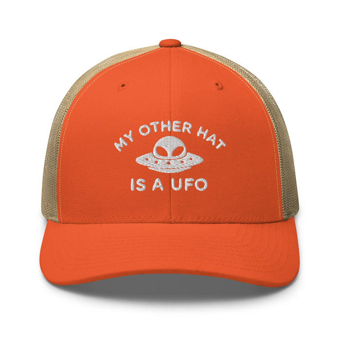 Triniskies  Hats Rustic Orange/ Khaki UFO Trucker Hat Embroidered Alien Mesh Cap