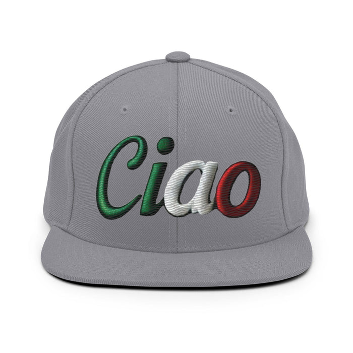 Triniskies  Hats Silver Embroidered CIAO Snapback Hat | Destination Travel Hat | Great Gift Idea