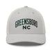 Triniskies  Hats Silver Embroidered Greensboro NC Trucker Cap | North Carolina Vacation & Travel Gift