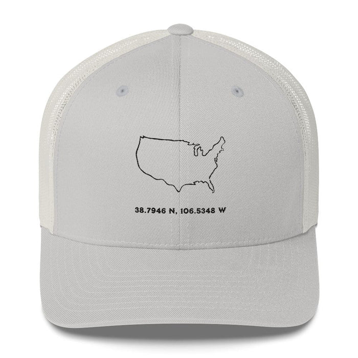 Triniskies  Hats Silver USA Coordinates and Map Embroidered Trucker Hat  Patriotic Adjustable Mesh