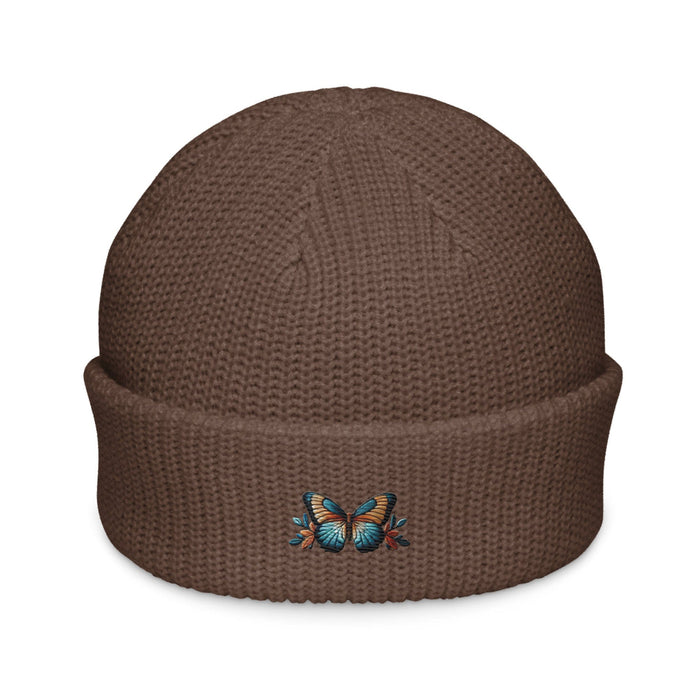 Triniskies  Hats Walnut Embroidered Butterfly Fisherman Beanie Nature-Inspired Cozy Hat