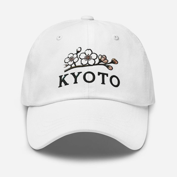 Triniskies  Hats White Embroidered Beautiful Kyoto Japan Cherry Blossom Dad Hat | Low Profile Adjustable Cap