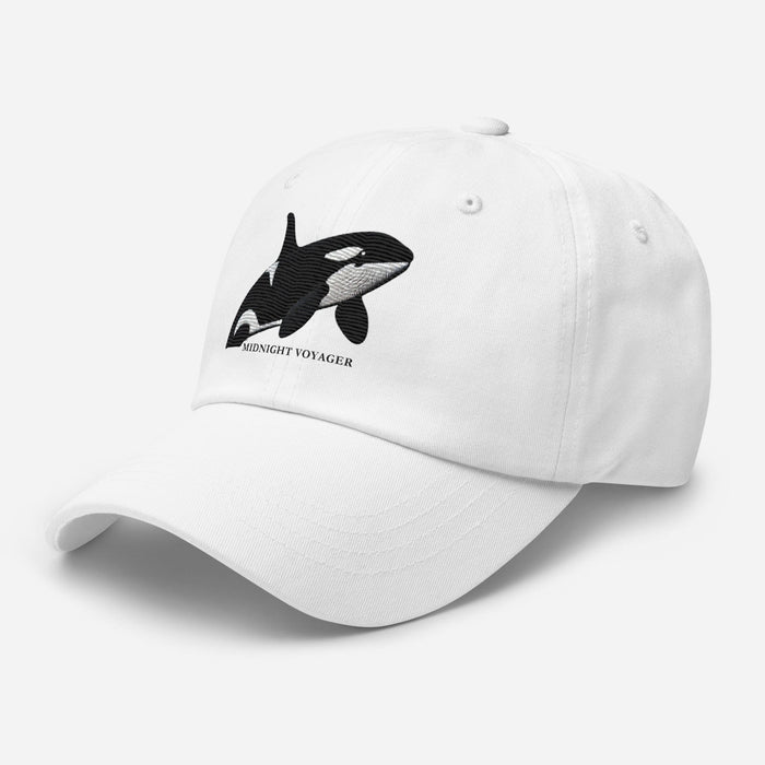 Triniskies  Hats White / Unisex / Adult Orca Whale Midnight Voyager Dad Hat  Dive into Adventure with Style!