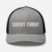 Triniskies Heather/ Black Sunday Funday Embroidered Trucker Cap Classic Six-Panel Mesh Back Hat Party Football Sports Hat