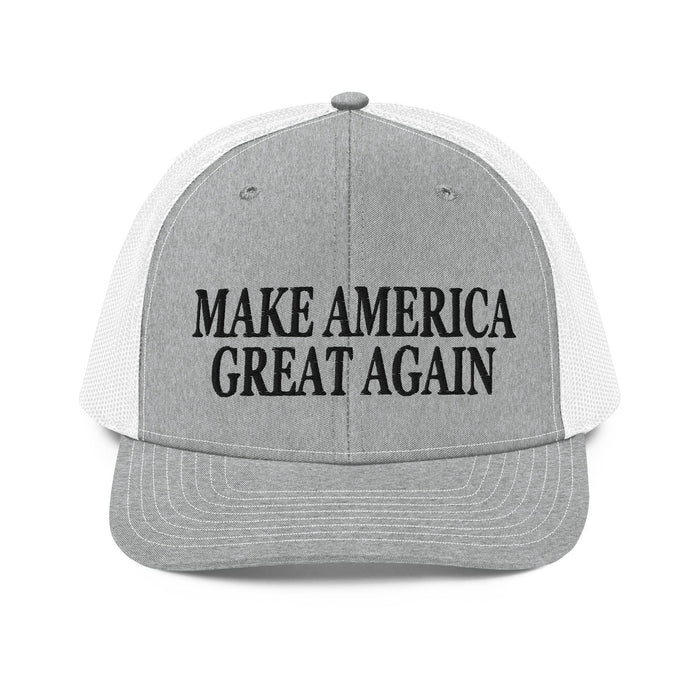 Triniskies  Heather Grey/White Make America Great Again MAGA Embroidered Trucker Cap Richardson 112