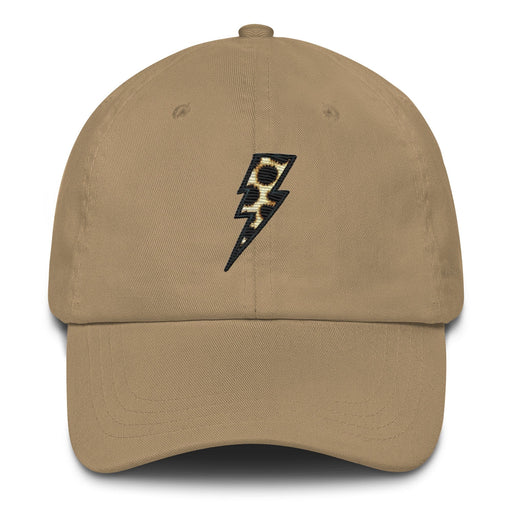 Triniskies Khaki Animal Print Embroidered Lightning Bolt Dad Hat - Low Profile Adjustable Cap Great Casual Hat Great Gift