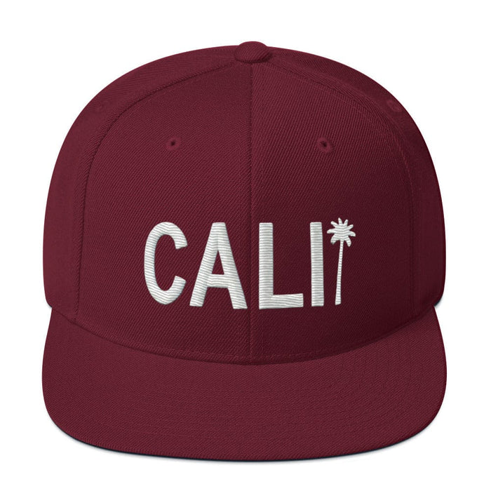 Triniskies Maroon Cali Embroidered California Trucker Cap. Classic Fit Flat Brim