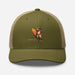 Triniskies Moss/ Khaki Surfs Up Surfing Frog Embroidered Trucker Cap by Trini Skies, Adjustable Mesh Back Cap