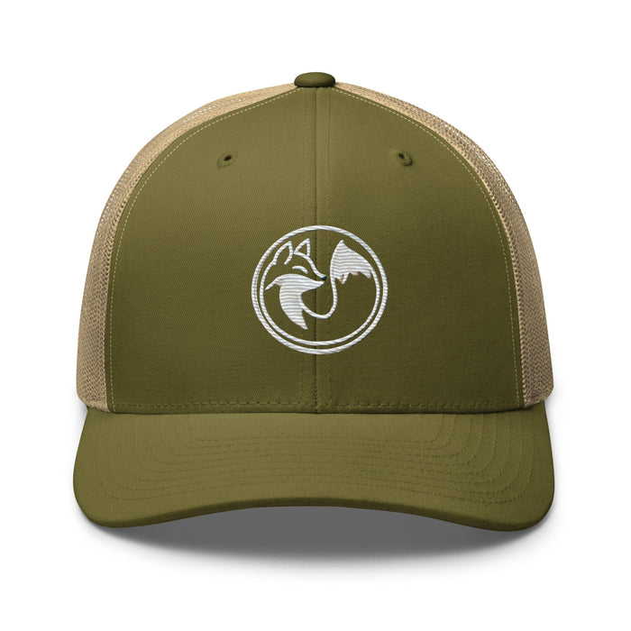 Triniskies  Moss/ Khaki Wild Fox Embroidered Trucker Cap – Trendy and Nature-Friendly